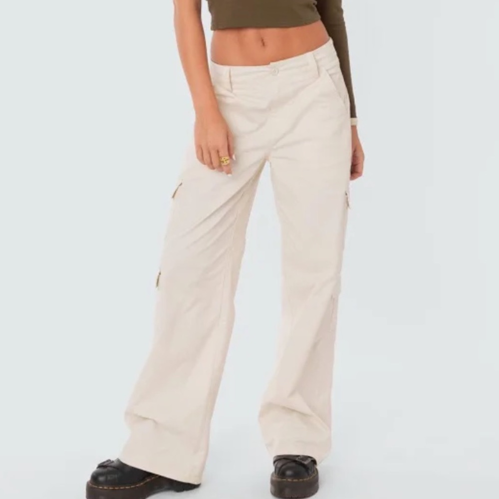 Edikted Cream Cargo Pants